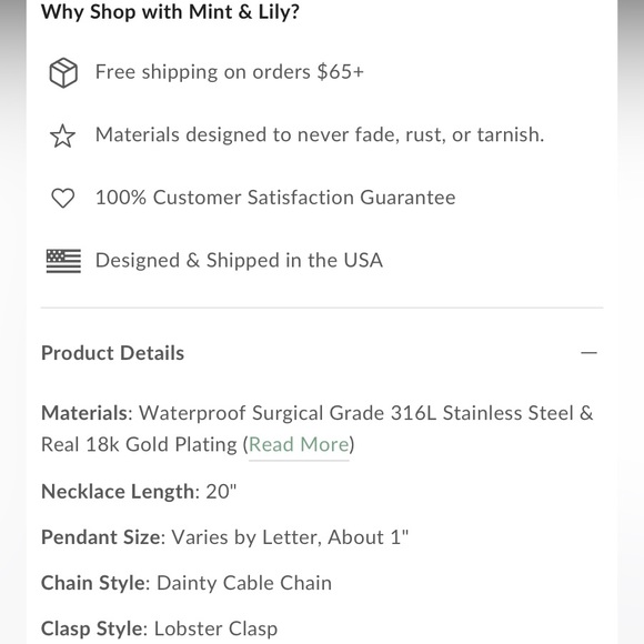 New in box Mint&Lily Gold Statement Initial Necklace Letter M - Picture 5 of 5